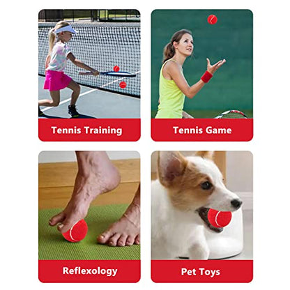 URBEST Tennis Ball 12 Packs Training Tennis Balls Practice Balls for Novice Player, Pet Dog Playing Balls with Mesh Carry Bag - color: Red
