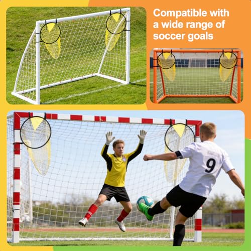6 Pcs Football Target Net Set Soccer Goal Targets with Adjustable Straps, Corner Soccer Train Goal for Shooting Accuracy Training Top Bins Soccer Target Goal for Lacrosse, Hockey, Football