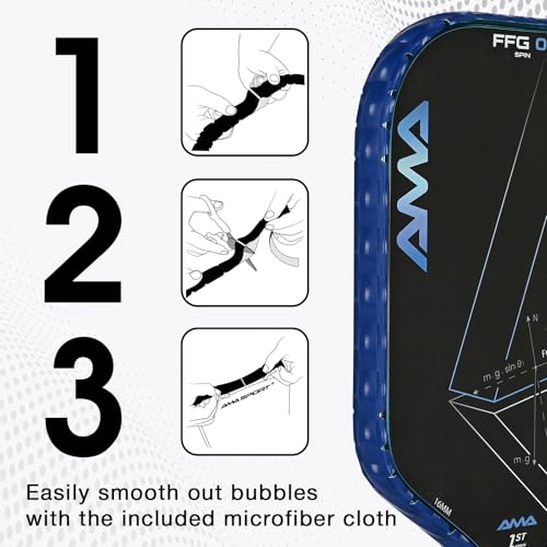 PICKLETECH Pickleball Paddle Protection Tape - Paddle Head Edge Guard - Racket Edge Protection Tape -Fit Perfectly Curved Edge -No Wrinkling - color: Blue Grid, size: Width 20mm