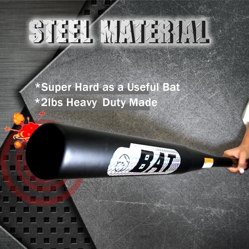 34in Steel Baseball Bat 2.7LBS Weighted for Youth and Adult 2" Barrel Heavy Duty Bats for Home, Black