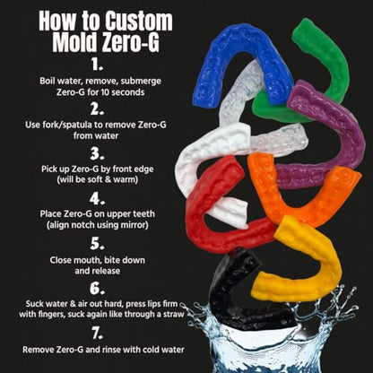 Zero-G Sports Mouthguard Black 1-Pack - Adult Size - Boil & Bite - Basketball, Football, Soccer, Baseball, Hockey, Lacrosse - color: Black