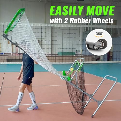 Volleyball Setter Training Net Equipment, Setting Trainer with Target Hoop, Precision Cloth, Ball Collection, Adjustable 5 Heights (4.7-9.8 ft) 6 Angles
