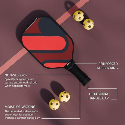 Pickleball Paddle Set | T700 Carbon Fiber Surface | 19mm Thick Design | Includes 2 Balls & Protective Cover | Cushioned Comfort Grip | Durable Build | Ideal for Kids & Adults