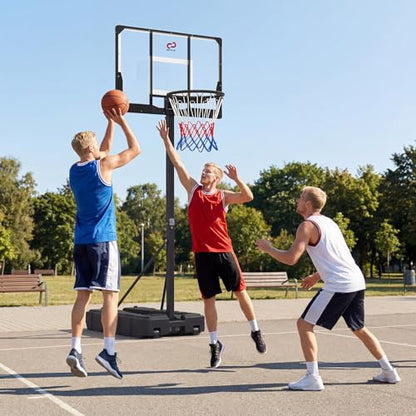 Goplus Foldable Basketball Hoop, 10 FT Stepless Adjustable Basketball Goal System w/Fillable Base, Wheels & Shatterproof PC Backboard for Adults, Indoor Outdoor Portable Basketball Stand for Backyard