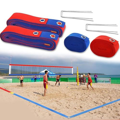 Beach Volleyball Courts Boundaries Line Kits Webbing Marker Beach Line Borderline Easy to Use Volleyball Webbing Marker - color: Red and Blue