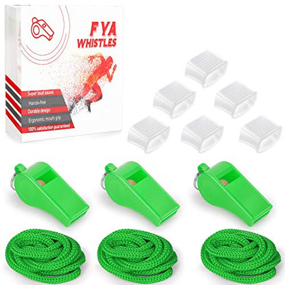 Fya Whistle with Lanyard and Mouth Grip, Super Loud Sports Whistles, Perfect for Coaches, Referees, Emergency, Lifeguard, Survival, Outdoor - color: Green