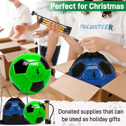 6 Pack Soccer Balls Size 5/4/3 Deflated Includes Soccer Ball with Pump and Net Bag, Pelota De Futbol Training Practice Sphere Competition for Indoor Outdoor