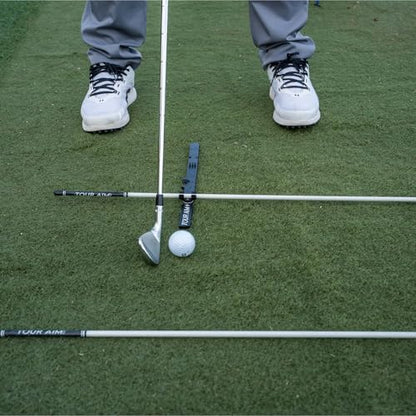Tour Aim + Alignment Stick Adapter — Perfect Your Aim, Alignment, Face Angle, and Ball Position. Use Real Golf Tees of Mats.