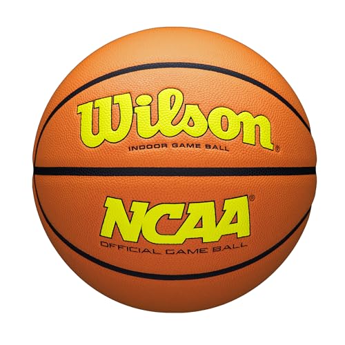 WILSON NCAA Evo NXT Official Indoor Game Basketballs - Sizes 6 and 7 - color: Optic Yellow/Orange, size: Size 7 - 29.5"