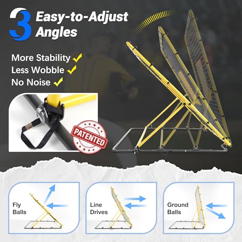 Heavy Duty Baseball Rebounder Net Fielding Trainer Pro Softball Pitch Back Bounce Pitchback for Ground, Line Drive, Fly Ball Return Settings