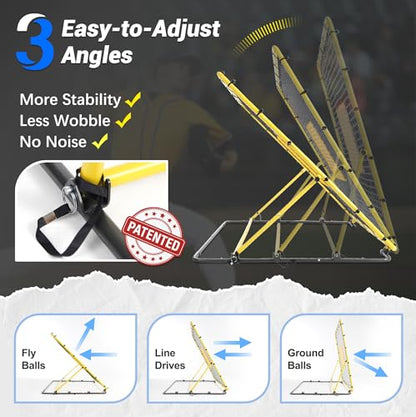 Heavy Duty Baseball Rebounder Net Fielding Trainer Pro Softball Pitch Back Bounce Pitchback for Ground, Line Drive, Fly Ball Return Settings