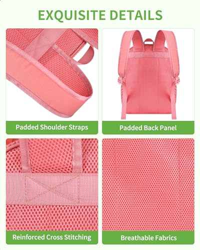 MAY TREE Mesh Backpack Heavy Duty Big Mesh Bag Large Capacity for Travel Beach Hiking Outdoor Sports with Paded Strap, Pink - color: Pink