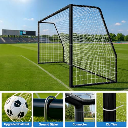 MOPHOTO Soccer Goal, 6X4/8x6/10x6.5/12x6/16x7/18.5x6.5/21x7/24x8ft Soccer Goals for Backyard, Full Size Soccer Goal for Teens & Adults Training - size: 21x7FT, style: Alloy Steel-Black