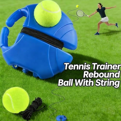 Solo Tennis Trainer Rebound Ball with String, 2026 New Portable Tennis Trainer Set for Self Practice, Tennis Training Equipment for Adults Kids Beginners with Elastic Balls - color: Blue*2