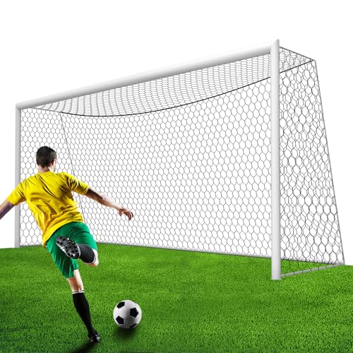 Professional Soccer Goal Replacement Net 24x8FT, 18.5x6.5FT, Upgraded Durability [4mm Nylon, 4" Hexagonal], Enhanced All-Weather, Higher Tensile Strength & More Abrasion Resistant (Net Only) - color: Black, size: Regular 18.5' W x 6.5' H x 3' D x 6.5' B