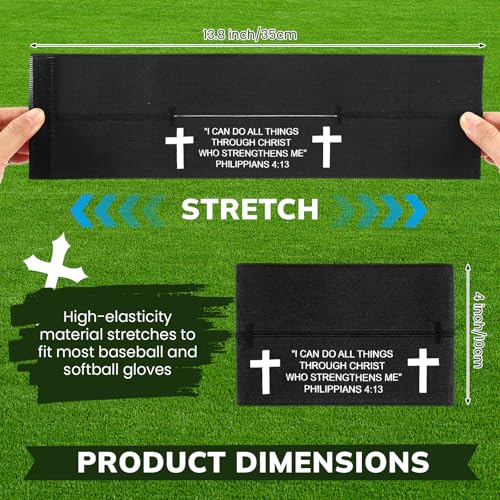 Simgoing Christian Cross Softball Glove Wrap with Bible Verse Speeds Up Break in Process Baseball & Softball Elastic Mitt Glove Strap Band Keep Pocket Formed Ideal for Players of All Ages - style: Christian Style
