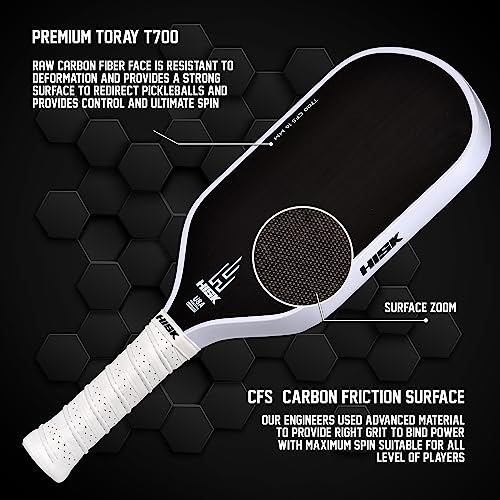 RAV PRO Pickleball Paddle - Ultimate HIGH END 16mm Japanese Toray T700 Raw Carbon Fiber CFS w/Excellent GRIT Roughness Texture, Aero Dynamic Curve, USAPA Approved, Non Slip Grip