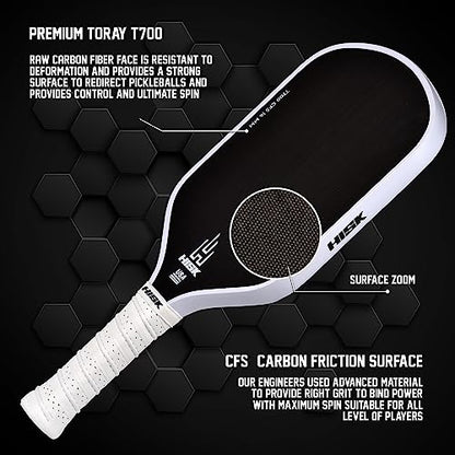 RAV PRO Pickleball Paddle - Ultimate HIGH END 16mm Japanese Toray T700 Raw Carbon Fiber CFS w/Excellent GRIT Roughness Texture, Aero Dynamic Curve, USAPA Approved, Non Slip Grip