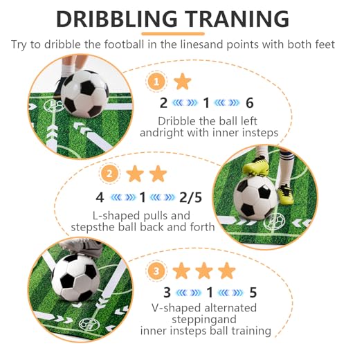 Soccer training mat,Soccer training equipment accessories for All Ages to Improve Speed Strength Agility and Coordination,Anti-Slip/Silent Mat