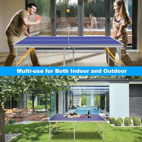 Professional Table Tennis Tables, Indoor/Outdoor Portable Ping Pong Table Game with Net,2 Tennis Paddles and 3 Balls for Easy Movement Perfect Christmas New Year Holiday Season Gifts
