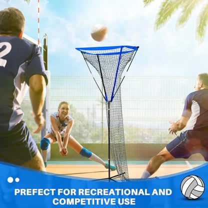Meooeck 3 x 3 ft Volleyball Setter Trainer Net Volleyball Training Equipment Adjustable Angle, Ideal for Serving, Spiking, Setting, Suitable for Both Indoor and Outdoor Training Sessions