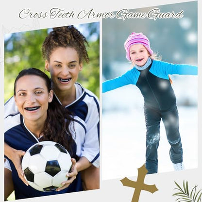 Yaomiao 2 Pcs Mouth Guards Christian Teeth Guards Sport Game Guard & Case Religious MouthGuard Soccer Football Basketball Baseball Wrestling Lacrosse Rugby Boxing Taekwondo - size: Youth, style: Black & God