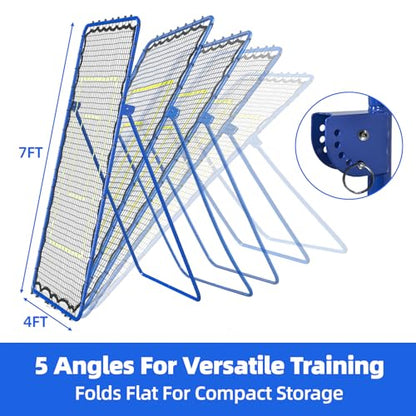 7x4 FT Volleyball Rebounder Net – Adjustable Solo Training Equipment for Backyard, Beach & Outdoor, Heavy-Duty 45-Layer Net with 5 Angles, 4 Ground Stakes & Accuracy Target Belt