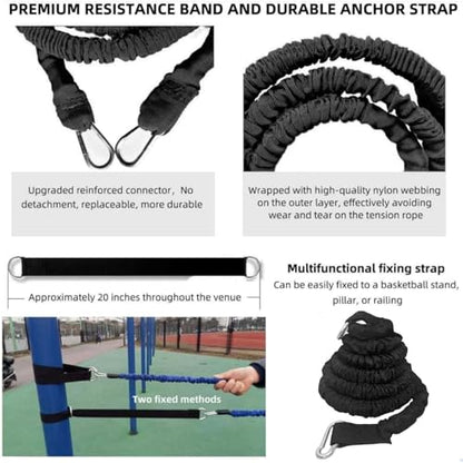 Speed Training Equipment, Resistance Band 80lb Multi-Sport Exercise Set with Handles Help to Improve Focus Explosive Agility Power Suit for Vertical Jumping Baseball Running Football
