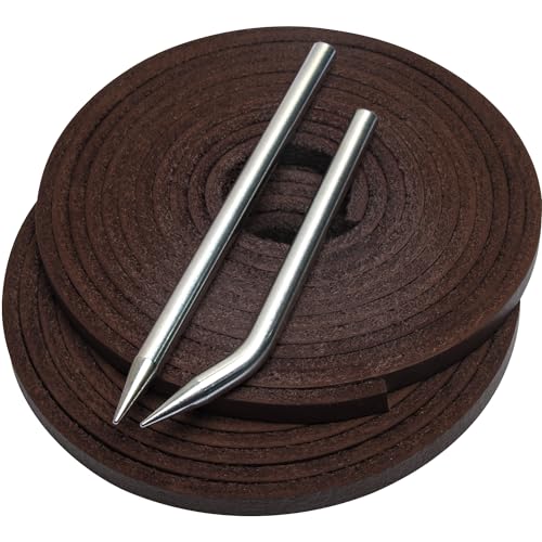 Softball Baseball Glove Lace, Mitt Lace Repair Kit Includes 2 Leather Laces and Lacing Needle for Catcher's Glove - color: Brown