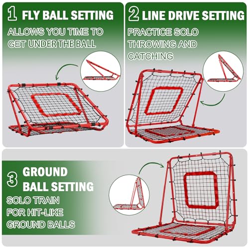 BaseGoal Baseball and Softball Rebounder Net,Baseball Rebounder,Volleyball Rebounder,Pitch Back Net,Multi-Sport Training Rebound Screen,with Pitching Target,Easy Adjustable Angles