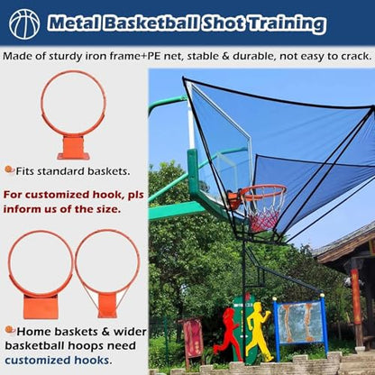 Basketball Hoop Returner Return Attachment Rebounder Metal with Rotation Slot Gym Net for Home School Playground Outdoor Court Shooting T
