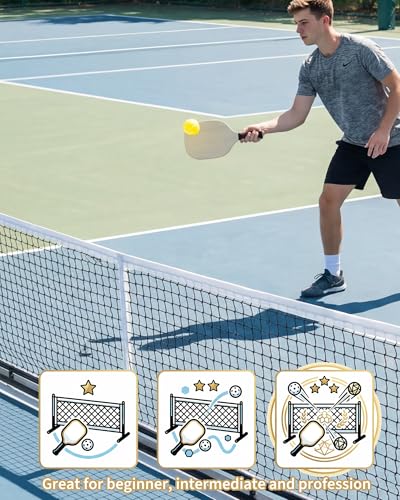 Pickleball Net for Driveway, 22FT Portable Regulation Pickleball Net System with Metal Frame, 4 Paddles, Carry Bag, Weather Resistant & Easy Setup for Backyard, Park, Beach
