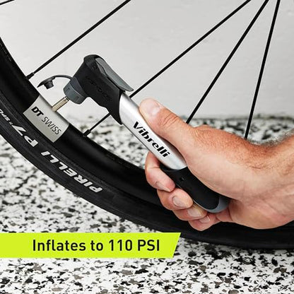Vibrelli Mini Bike Pump - Presta & Schrader Bicycle Pump - 120 PSI Tire Pump for Road & MTB - No Valve Changing Needed - size: Pocket Pump