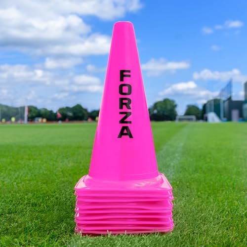 FORZA Large Training Cones - Pack of 10 with 3 Size Options for Optimal Training Sessions - color: Pink, size: 12 Inch, style: Pack of 10