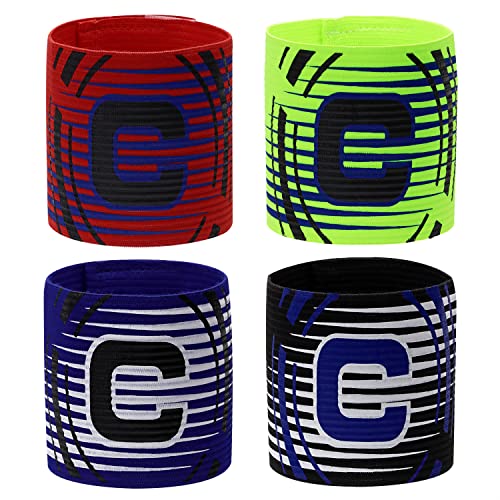 ONLYKXY 4PCS Captain Armbands 8.5x32CM/3.34x12.59inch Adjustable Leader Armband Team Sport Armband for Soccer Basketball Volleyball School Team Competition Coach Players Wrist Arm Bands,Multicolor