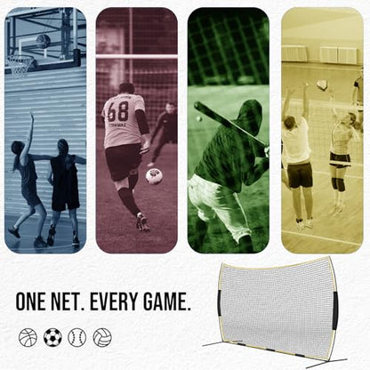 Barricade Backstop Net, 12x9 ft/ 16x10 ft/ 20x10 ft Ball Stop Netting with Carry Bag & Ground Stakes, Quick Setup, Portable, Perfect for Lacrosse, Baseball, Basketball, Soccer - size: 16x10 ft
