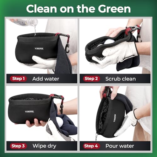 YOREPEK Golf Gifts for Men, Golf Club Cleaner Bag in Gift Box, Golf Ball Cleaner with Towel & 360° Rotating Clip, Golf Bag Accessories for Men Dad Golfer, Black
