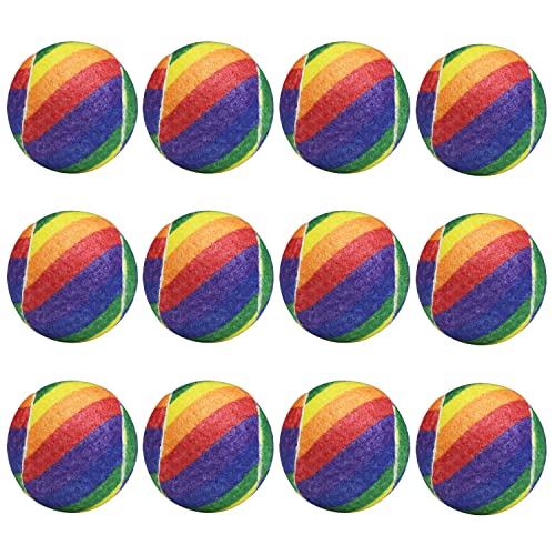 URBEST Tennis Ball 12 Packs Training Tennis Balls Practice Balls for Novice Player, Pet Dog Playing Balls with Mesh Carry Bag - color: Rainbow