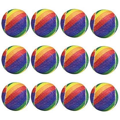 URBEST Tennis Ball 12 Packs Training Tennis Balls Practice Balls for Novice Player, Pet Dog Playing Balls with Mesh Carry Bag - color: Rainbow