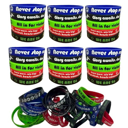 Football-Themed Wristbands Wholesale - 30-Pcs Silicone Wristband Set, Ideal for Sporting Events, Sports Parties, Team Activities, Birthday Party Giveaways, and Gifts