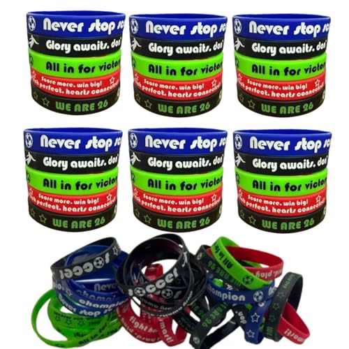 Football-Themed Wristbands Wholesale - 30-Pcs Silicone Wristband Set, Ideal for Sporting Events, Sports Parties, Team Activities, Birthday Party Giveaways, and Gifts