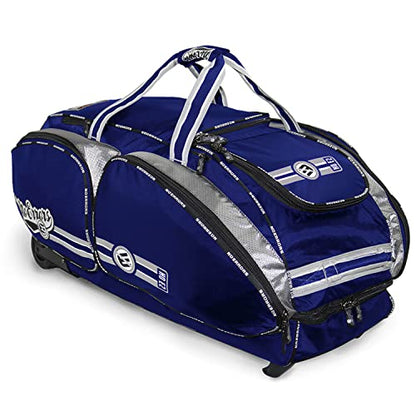 No Errors NO E2 Wheeled Catchers Gear Bag - Large Baseball and Softball Bag for Catcher’s Equipment with Fatboy Wheels - color: Royal