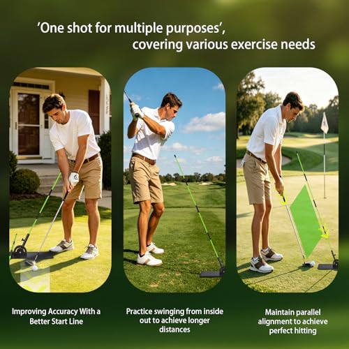 Adjustable Golf Alignment Stick Holder | Weighted Swing Trainer | Precision Aiming & Putting Practice Aid | Indoor & Outdoor Golf Training