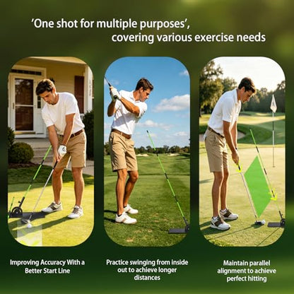 Adjustable Golf Alignment Stick Holder | Weighted Swing Trainer | Precision Aiming & Putting Practice Aid | Indoor & Outdoor Golf Training