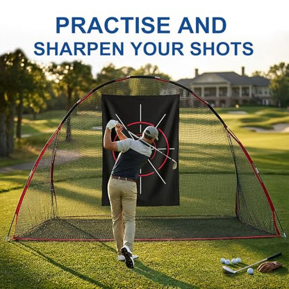 Golf Net, 10 X 7 Ft Foldable Golf Practice Net with Side Barrier and Carrying Bag for Home Backyard Garage Practising Training Driving Chipping Swing - size: Golf Net + Target