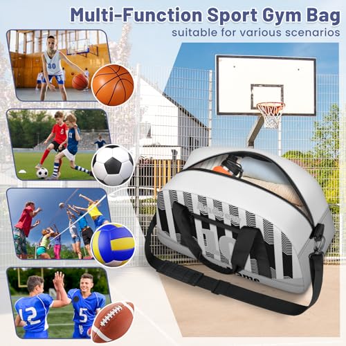 Basketball Soccer Gifts for Boys Girls - Custom Sports Duffle Bag, Personalized Name & Team Bag, Water-Resistant Gym Bag for Basketball, Soccer, Volleyball | Y-Black Grey - color: Y-Black Grey