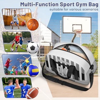 Basketball Soccer Gifts for Boys Girls - Custom Sports Duffle Bag, Personalized Name & Team Bag, Water-Resistant Gym Bag for Basketball, Soccer, Volleyball | Y-Black Grey - color: Y-Black Grey