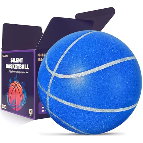 Silent Basketball Size 7 (29.5") – Noiseless Indoor Basketball for Quiet Dribbling and Indoor Training, Pro Grooved Airless PU Foam Basketball – Real Feel Higher Bounce Quieter - color: Blue