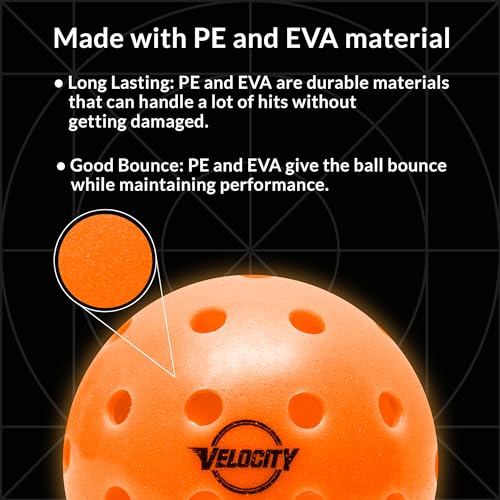 Velocity Outdoor Pickleball Balls, 6 Pack in Red - USAPA Approved Official Size and Weight 40 Hole Pickleballs