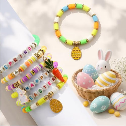 OHOME Easter Basket Stuffers for Teens - 6 Pack Bracelets for Women -Bunny Egg Gifts for Adults Kids Girls - Easter Dresses Outfit Shirts | Bunny Egg Fillers Decorations Decor Party Supplies - style: Easter